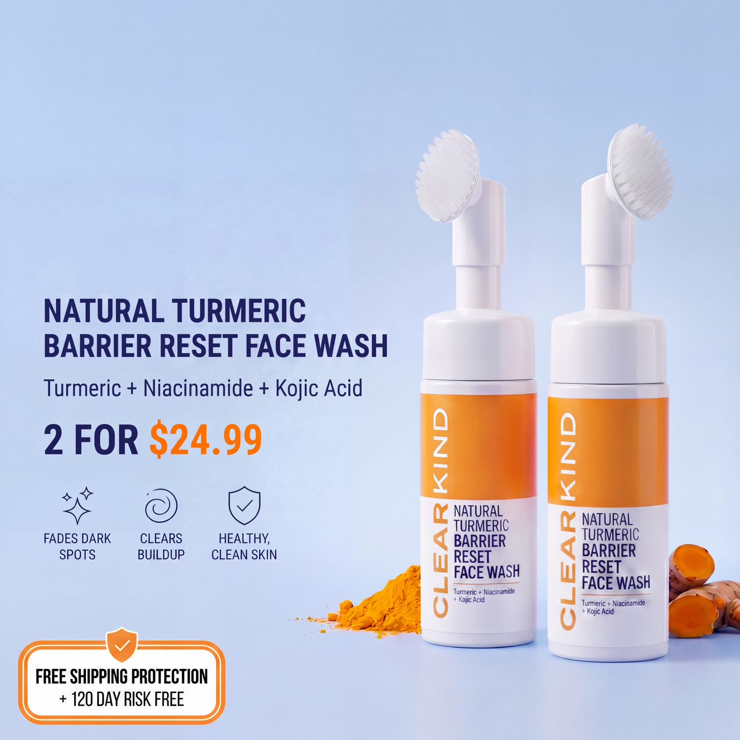 2 Natural Turmeric Barrier Reset Face Wash + Full Order Protection